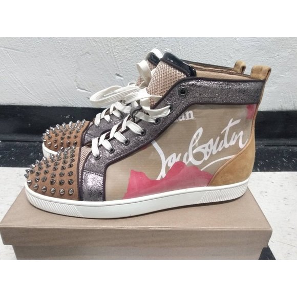 Christian Louboutin Lou Spikes Loubi Kraft Flat High Top Trainers Size 46